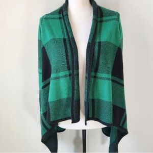 Merona Black and Green Checkered Cardigan